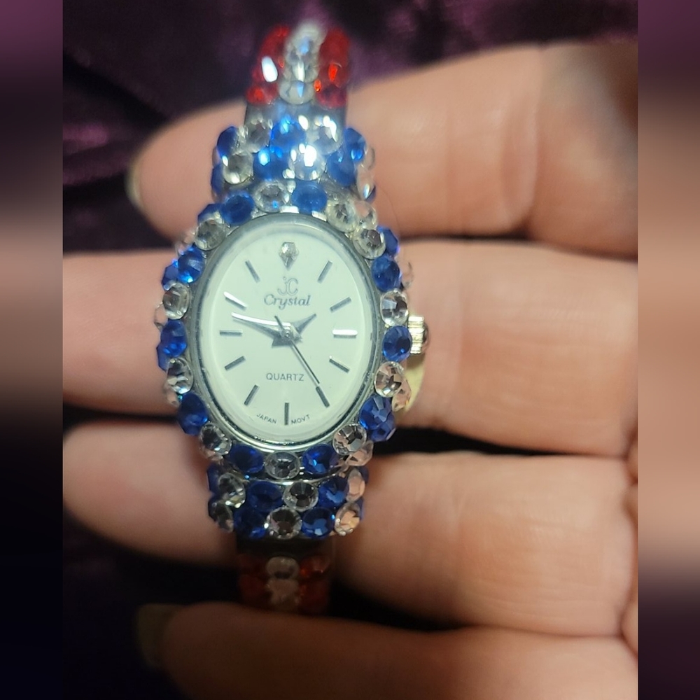 Jimmy Choo Crystal Quartz Patriotic Vintage Watch